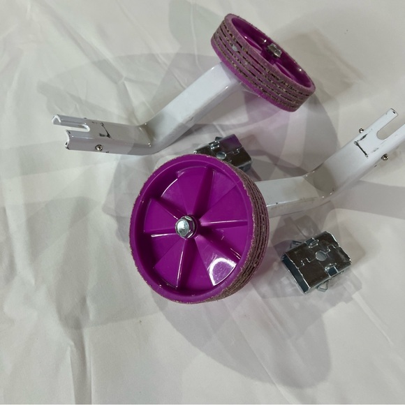 Girls 16 Inch Purple/White Adjustable Bicycle Training Wheels Used - Picture 2 of 16